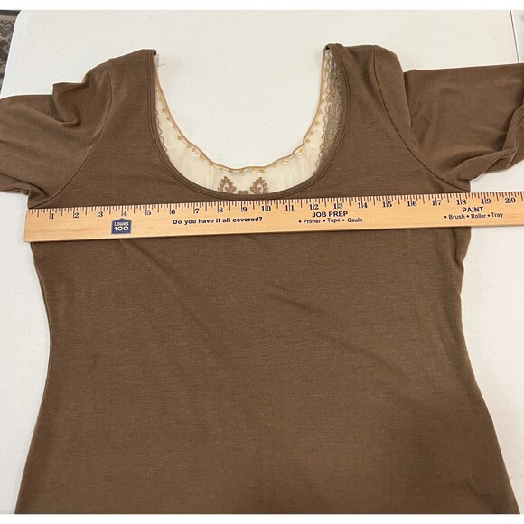 Soft Surroundings Women's Brown 3/4 Sleeve Top Lace Beaded Sequins Size M - Picture 5 of 9